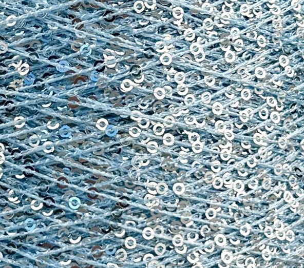 Cofil Antares Special – Dekoratives Garn mit Pailletten col. Eisblau Silber